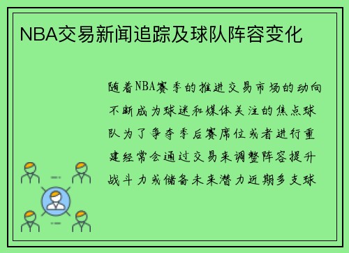NBA交易新闻追踪及球队阵容变化