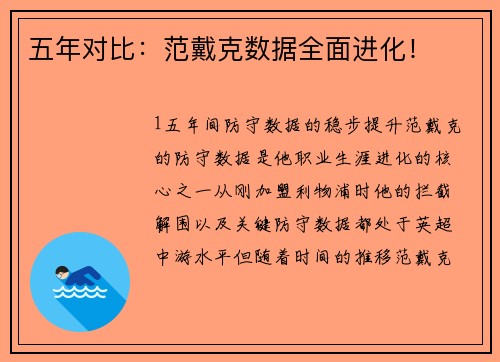 五年对比：范戴克数据全面进化！